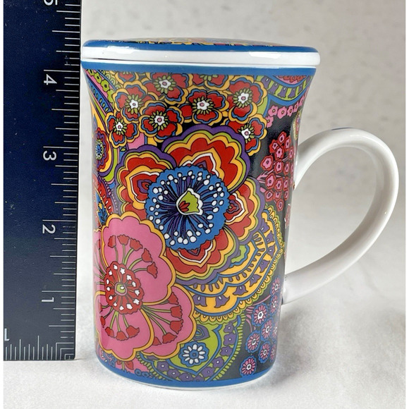 Vera Bradley Symphony in Hue Tea Mug with Lid For Barnes & Noble Floral Cup - Picture 11 of 11